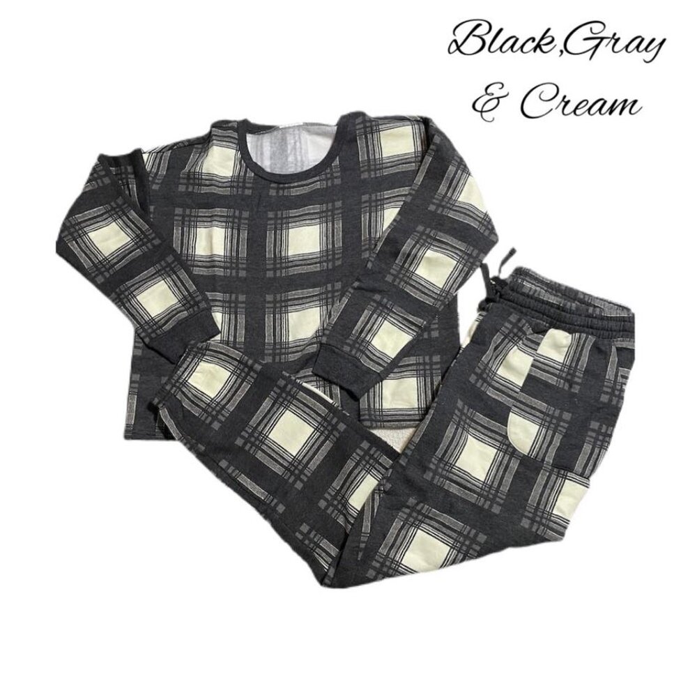NEW S LuLaRoe Lulu Matching Set Sweatsuit Joggers & Long Sleeve Top Plaid Black